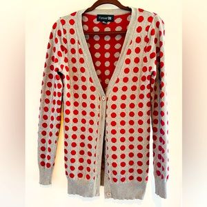 Polka Dot Cotton Cardigan Sweater
